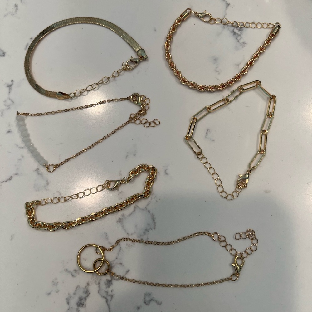 Elegant Gold-Tone Costume Jewelry Bracelet Set
